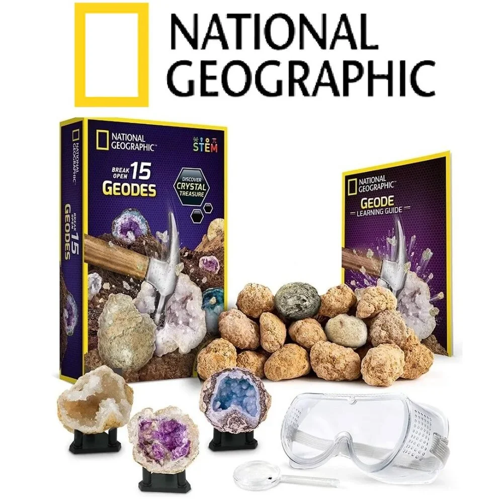 NEW National Geographic Break open 15 Geodes STEM Kit Science Geology Classroom